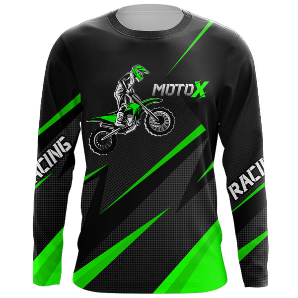 Motocross Racing Jersey Green Men Kid Upf30+ Dirt Bike Shirt Off-Road Racing Jersey XM248-G