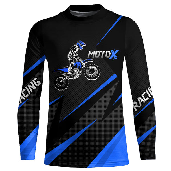 Motocross Racing Jersey Blue Men Kid Upf30+ Dirt Bike Shirt Off-Road Racing Jersey XM248-B