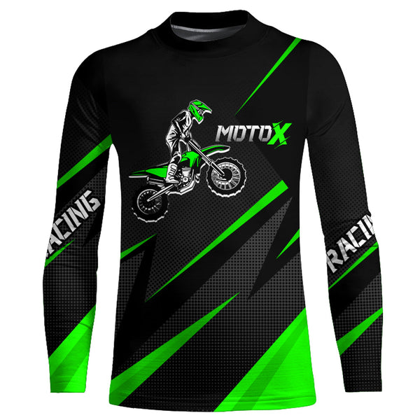 Motocross Racing Jersey Green Men Kid Upf30+ Dirt Bike Shirt Off-Road Racing Jersey XM248-G