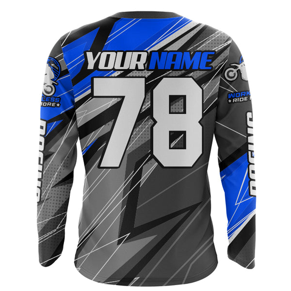 Blue Motocross Racing Jersey Kid Women Men Dirt Bike Shirt Upf30+ Off-Road Riding Shirt XM249