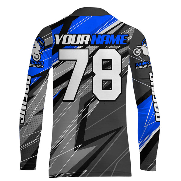 Blue Motocross Racing Jersey Kid Women Men Dirt Bike Shirt Upf30+ Off-Road Riding Shirt XM249