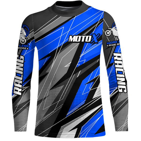 Blue Motocross Racing Jersey Kid Women Men Dirt Bike Shirt Upf30+ Off-Road Riding Shirt XM249