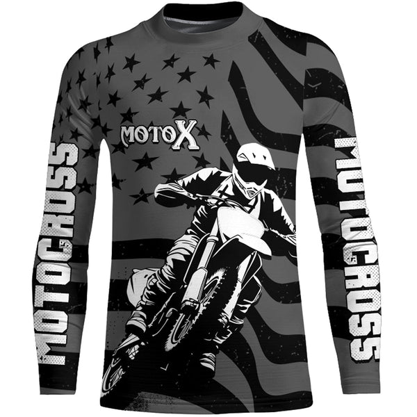 Motocross Racing Jersey UPF30+ Dirt Bike Shirt Kids Mens Off-Road Jersey Grey Motox XM133