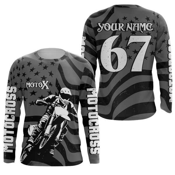 Motocross Racing Jersey UPF30+ Dirt Bike Shirt Kids Mens Off-Road Jersey Grey Motox XM133