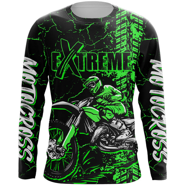 Motocross Racing Shirt Men Youth Upf30+ Dirt Bike Jersey Green MX Off-Road Long Sleeve XM136