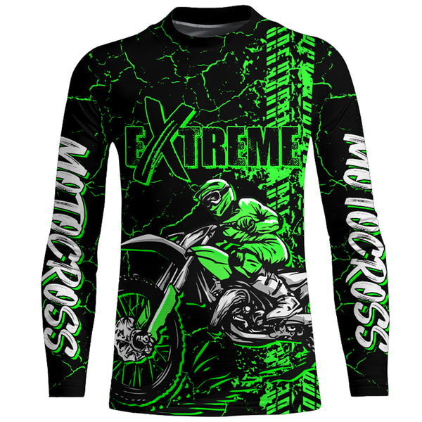 Motocross Racing Shirt Men Youth Upf30+ Dirt Bike Jersey Green MX Off-Road Long Sleeve XM136