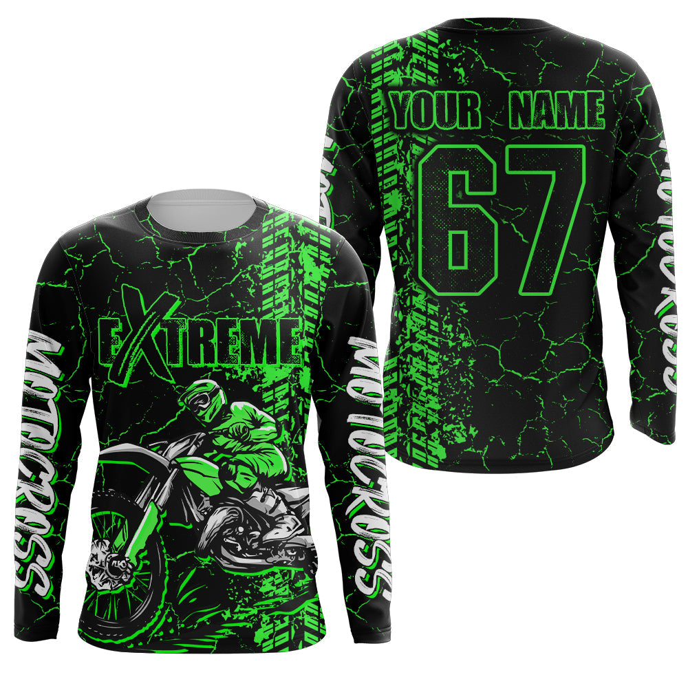 Motocross Racing Shirt Men Youth Upf30+ Dirt Bike Jersey Green MX Off-Road Long Sleeve XM136