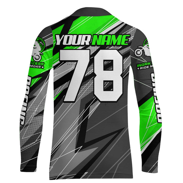 Custom Motocross Jersey UPF30+ Youth Dirt Bike MX Racing Adult&Kid Off-Road Shirt Green XM214