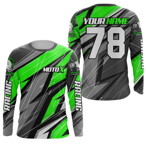 Custom Motocross Jersey UPF30+ Youth Dirt Bike MX Racing Adult&Kid Off-Road Shirt Green XM214