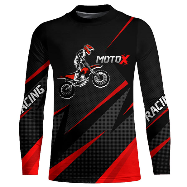 Custom Motocross Jersey Red Youth Men Kid UPF30+ Dirt Bike Shirt Motorcycle Shirt XM217