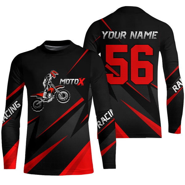 Custom Motocross Jersey Red Youth Men Kid UPF30+ Dirt Bike Shirt Motorcycle Shirt XM217