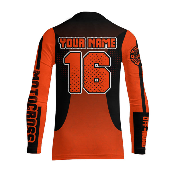 Custom Motocross Jersey Orange UPF30+ Dirt Bike Jersey MX Racing Adult&Kid Off-Road Shirt XM09