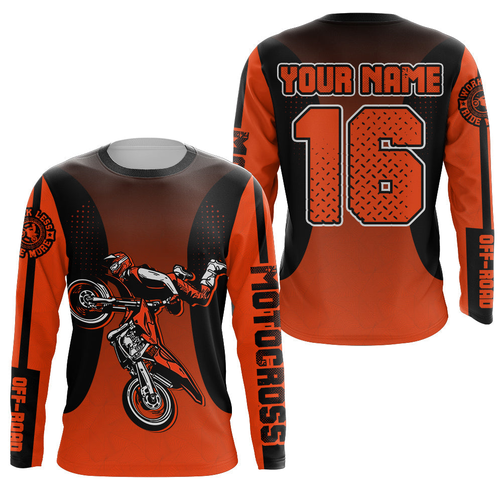 Custom Motocross Jersey Orange UPF30+ Dirt Bike Jersey MX Racing Adult&Kid Off-Road Shirt XM09