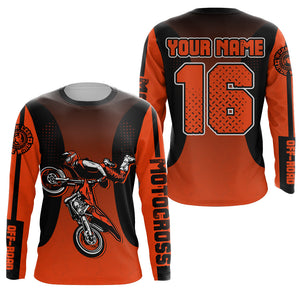 Custom Motocross Jersey Orange UPF30+ Dirt Bike Jersey MX Racing Adult&Kid Off-Road Shirt XM09