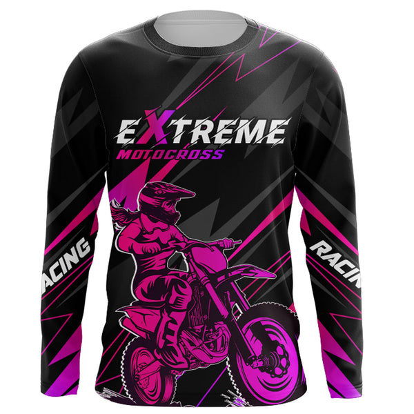 Motocross Racing Jersey Pink UPF30+ Youth Dirt Bike Off-road Shirt Biker Girl Women XM194