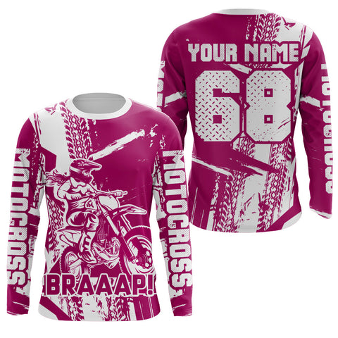 Custom Motocross Jersey Pink Dirt Bike Shirt Upf30+ Youth Motorcycle Racing Girls Off-road Jersey XM197