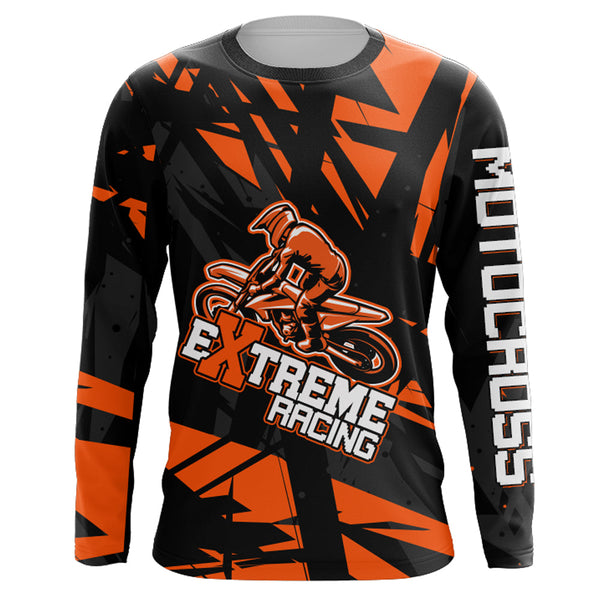 Motocross Racing Shirt Dirt Bike Jersey Men Kid Upf30+ Off-road Racing Jersey Orange XM229