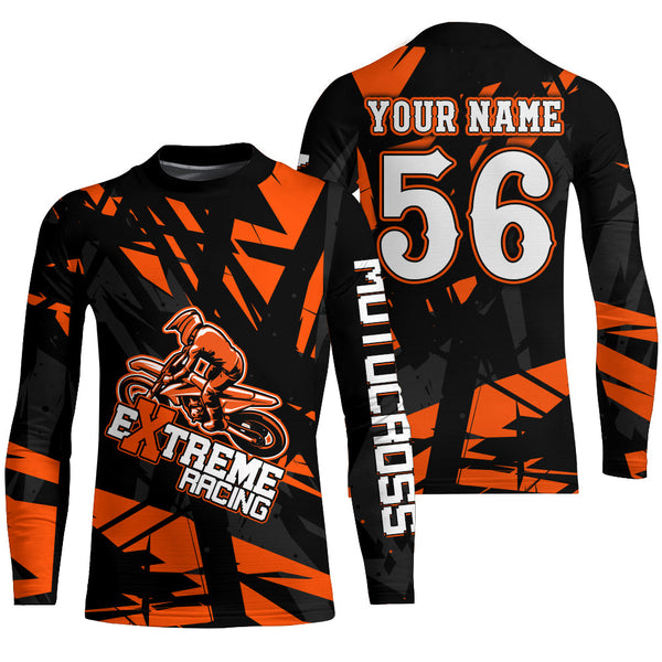 Motocross Racing Shirt Dirt Bike Jersey Men Kid Upf30+ Off-road Racing Jersey Orange XM229