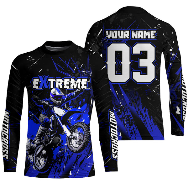 Jersey Custom Motocross UPF30+ Blue Dirt Bike Racing Jersey Men Women Kid Motorcycle Shirt XM20