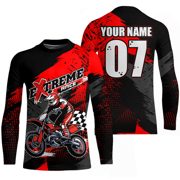 Red Motocross Jersey Men Kid UPF30+ Custom Dirt Bike Shirt Extreme MX Off-Road Jersey Motorcycle XM26