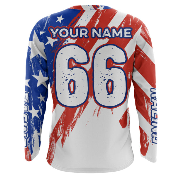 American Flag Motocross Racing Jersey UPF30+ Youth Women Men Kid Dirt Bike Shirt Patriotic XM104