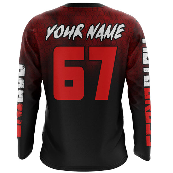 Custom Racing Jersey Red Black Upf30+ Motorcycle Motocross Shirt Off-Road Riding Jersey XM161