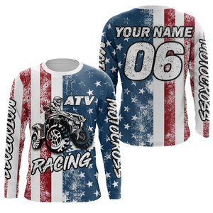 ATV Racing Jersey Youth Upf30+ American Flag Quad Bike Shirt Men Kid ATV Racing Jersey MX19