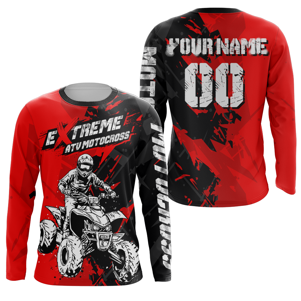 ATV Motocross Racing Jersey Red Upf30+ Kid Men Quad Bike Shirt ATV Off-Road Jersey MX32