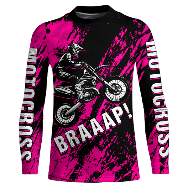 Dirt Bike Racing Jersey Pink Upf30+ Motocross Shirt Kid Girl Women Riding Jersey XM269