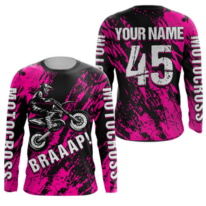 Dirt Bike Racing Jersey Pink Upf30+ Motocross Shirt Kid Girl Women Riding Jersey XM269