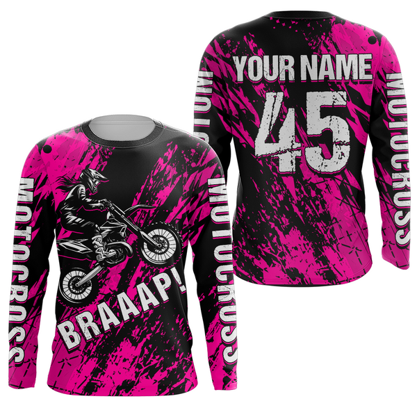 Dirt Bike Racing Jersey Pink Upf30+ Motocross Shirt Kid Girl Women Riding Jersey XM269