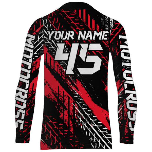 Motocross Off-road Jersey Black Red UPF30+ Youth Adult Custom Dirt Bike Racing Shirt Long Sleeves XM55