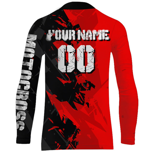 Red Motocross Racing Jersey UPF30+ Youth Mens Women Kids Dirt Bike Shirt Off-Road Motorcycle XM60