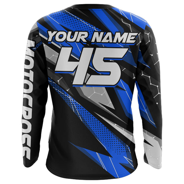 Custom Dirt Bike MX Jersey Kid Men Women Upf30+ Blue Motocross Shirt Extreme Racing XM63