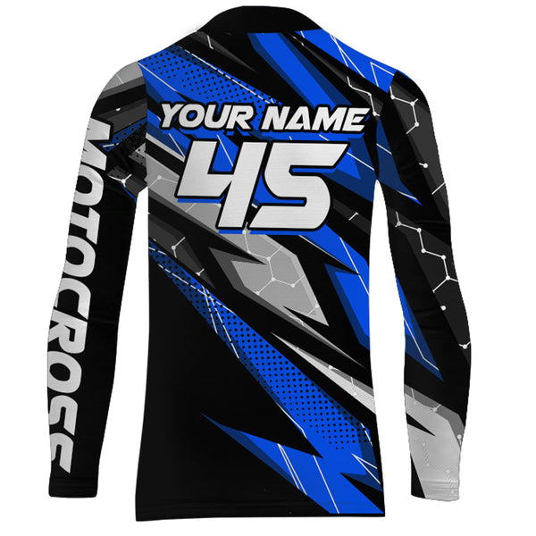 Custom Dirt Bike MX Jersey Kid Men Women Upf30+ Blue Motocross Shirt Extreme Racing XM63