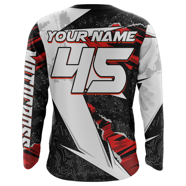 Custom Motocross Jersey Youth Mens UPF30+ Black Red Dirt Bike Shirt Racing Off-Road Shirt XM209