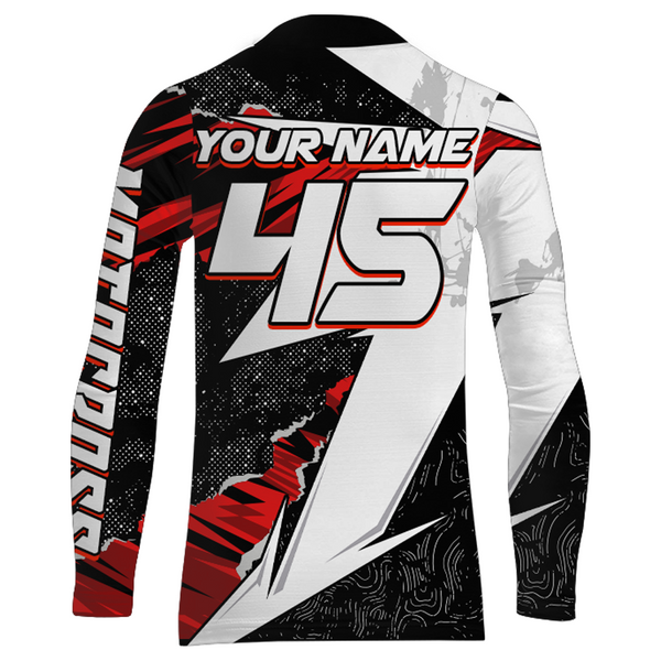 Custom Motocross Jersey Youth Mens UPF30+ Black Red Dirt Bike Shirt Racing Off-Road Shirt XM209