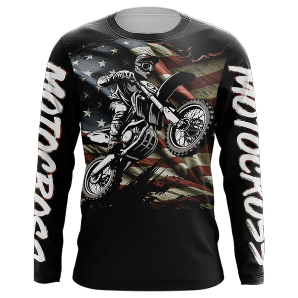 American Flag Motocross Jersey UPF30+ Youth Women Men Kid Dirt Bike Shirt Patriotic Racing Jersey XM71