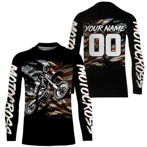 American Flag Motocross Jersey UPF30+ Youth Women Men Kid Dirt Bike Shirt Patriotic Racing Jersey XM71