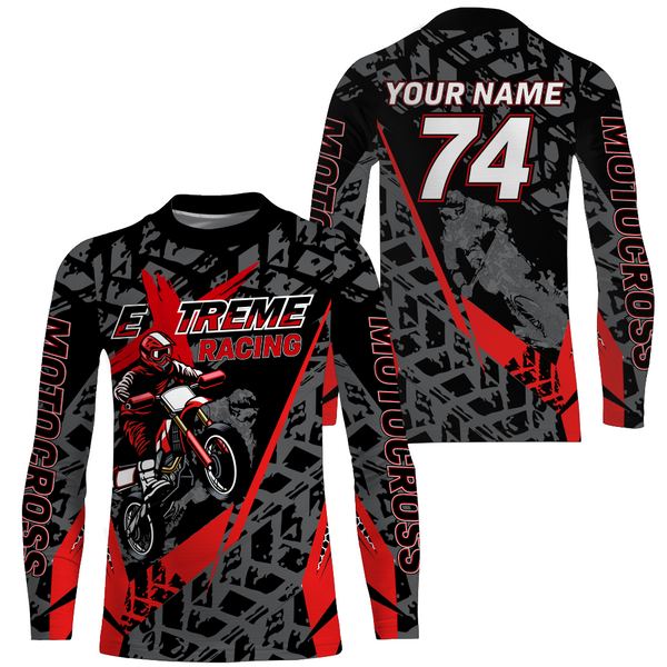 Red Motocross Racing Jersey Youth Men Kid Upf30+ Dirt Bike Motorcycle Riding Off-Road XM139