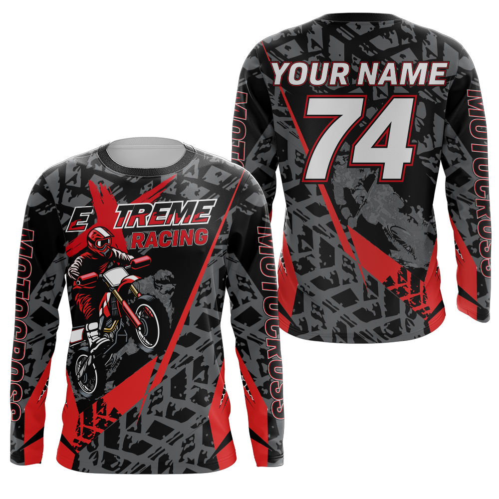 Red Motocross Racing Jersey Youth Men Kid Upf30+ Dirt Bike Motorcycle Riding Off-Road XM139