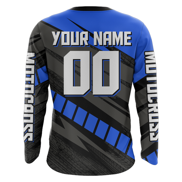 Custom Motocross Jersey Upf30+ Dirt Bike Youth Shirt MX Racing Adult Kid Blue Jersey XM210