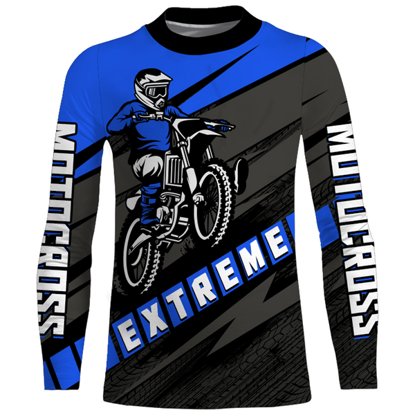 Custom Motocross Jersey Upf30+ Dirt Bike Youth Shirt MX Racing Adult Kid Blue Jersey XM210