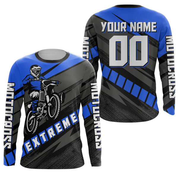 Custom Motocross Jersey Upf30+ Dirt Bike Youth Shirt MX Racing Adult Kid Blue Jersey XM210