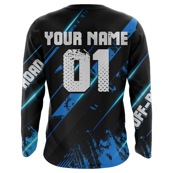 Motocross Jersey Youth Men UPF30+ Black Blue Dirt Bike Shirt MX Racing Motorcycle Jersey XM212