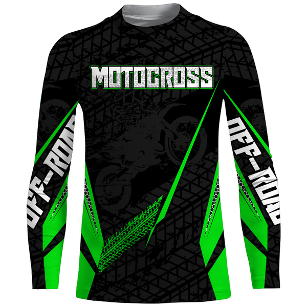 Motocross Racing Jersey Youth Men Kid Upf30+ Off-road Dirt Bike Shirt Motorcycle Green XM215