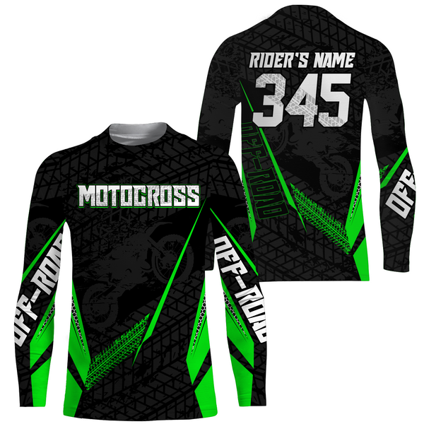 Motocross Racing Jersey Youth Men Kid Upf30+ Off-road Dirt Bike Shirt Motorcycle Green XM215