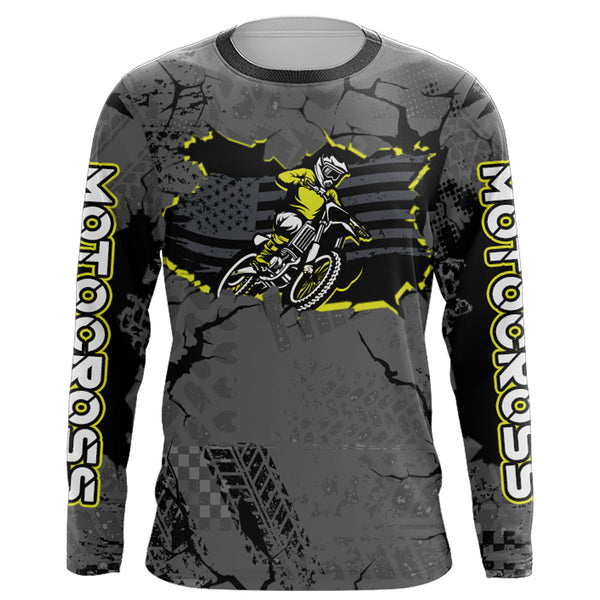 American Flag Motocross Racing Jersey UPF30+ Patriotic Dirt Bike Jersey Off-Road Motorcycle Shirt| XM08