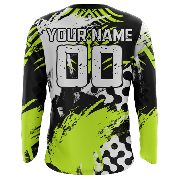 Motocross Racing Jersey Upf30+ Lime Green Youth Dirt Bike Shirt Kid Men Jersey Off-road Shirt XM143