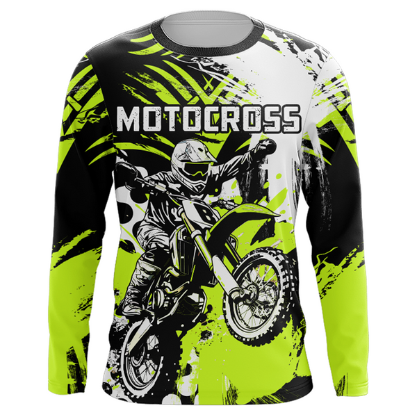 Motocross Racing Jersey Upf30+ Lime Green Youth Dirt Bike Shirt Kid Men Jersey Off-road Shirt XM143